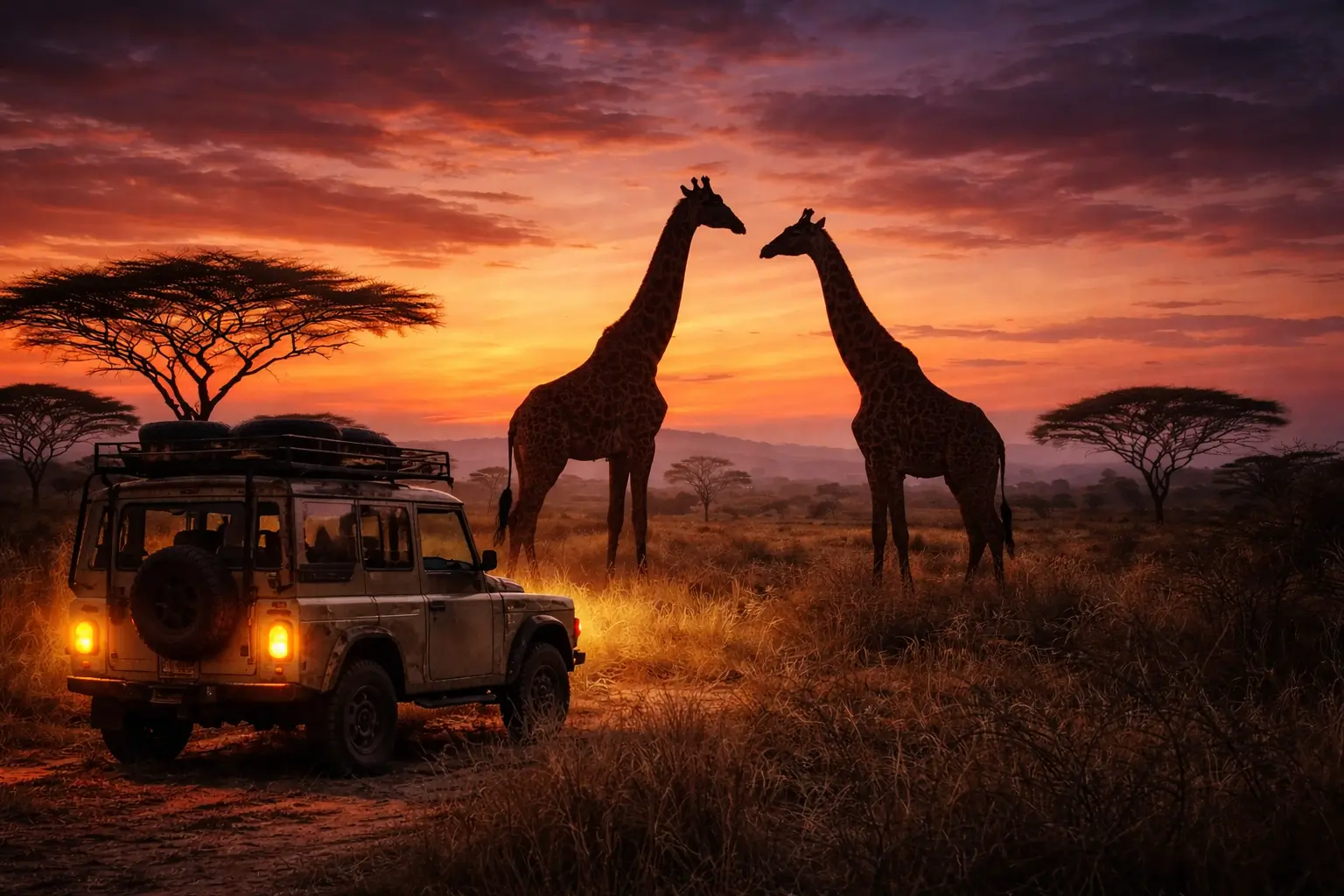 Safari sunset in Uganda